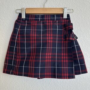 Dennis Uniform Red Plaid Skort Skirt Girls G4 Double Tab Pleat Multicolor 3521